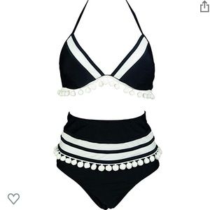 Black / White 2 Piece Swim Suit